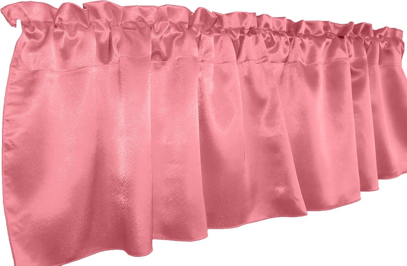 Zen Creative Designs Solid Shiny Satin Window Valance Home Décor Bedroom Nursery Kitchen Window (58" Wide x 32" Long, Coral) - Image 2